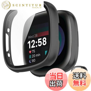 �y���������zINIAYOH For Fitbit Sense 2/Versa 4 �J�o�[ Fitbit Sense 2/Versa 4 �ی�P�[�X �����K���X�t�B����+���ϏՌ�PC�t���[�� ���˒ጸ �w��h�~ �y�ʃX�����݌v �F�F�u���b�N�A�T�C�Y�FSense 2/Versa 4