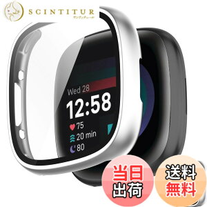 �y���������zINIAYOH For Fitbit Sense 2/Versa 4 �J�o�[ Fitbit Sense 2/Versa 4 �ی�P�[�X �����K���X�t�B����+���ϏՌ�PC�t���[�� ���˒ጸ �w��h�~ �y�ʃX�����݌v �F�F�V���o�[�A�T�C�Y�FSense 2/Versa 4