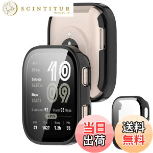 �y���������zJXRICH �Ή� Amazfit Bip 6 �P�[�X �Ή� 46mm �y�� PC+�����K���X amazfit bip 6 �p �ی�J�o�[ �����x �����ȒP �ϏՌ� �S�ʕی� Amazfit Bip 6 �J�o�[ 46mm �Ή� �F�F�u���b�N