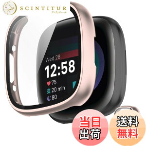 �y���������zINIAYOH For Fitbit Sense 2/Versa 4 �J�o�[ Fitbit Sense 2/Versa 4 �ی�P�[�X �����K���X�t�B����+���ϏՌ�PC�t���[�� ���˒ጸ �w��h�~ �y�ʃX�����݌v �F�F���[�Y�S�[���h�A�T�C�Y�FSense 2/V