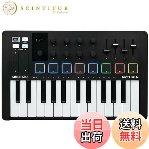 �y���������zArturia MIDI �L�[�{�[�h �R���g���[���[ MiniLab 3 �z���C�g �F�F�u���b�N