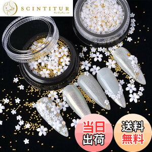 �y���������zMEILINDS 3D Acrylic Flower Nail Charms with Pearl Golden Steel Ball Nail Caviar Beads, Mixed Size White Flat Resin Flower 3D Nail Art Design Decorations, Nails Supplies for DIY Jewelry Craft(2 Jars)