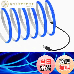�y���������zRYE COB �e�[�v���C�g2m �u���[ 5V TYPE C �ڑ��P�[�u��LED�X�g���b�v���C�g 5mm���t���L�V�u�� �����x LED���C�g�e�[�v 320LEDs/m 180°����CRI=90 ���ʃe�[�v�ό`�\ �ؒf�\ �f�X�N�APC�A