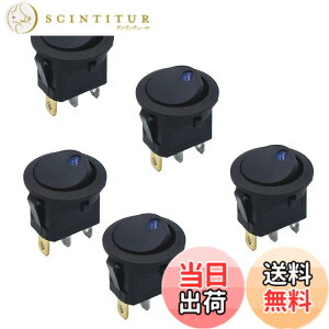 �y���������zYFFSFDC 5�� LED���b�J�[�X�C�b�`12V 20A���E���h�g�O��SPST 3�s���I���I�t�{�^�� �~�j�ۂ� �C�b�`�{�[�g�J�[�g���b�N�{�[�g���b�J�[���R���g���[���p�iLED�����v�u���[�j