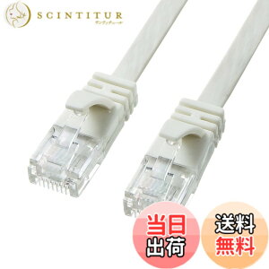 �y���������z�T�����T�v���C CAT6A �t���b�gLAN�P�[�u�� ���f���p (5m) 10Gbps/500MHz RJ45 �c���܂�h�~ �z���C�g KB-FL6A-05W