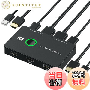 �y���������zZARPA 4K KVM�X�C�b�` 2����1�o�� HDMI KVM�ؑ֊� PC2��p �v�����^ �}�E�X �L�[�{�[�h�Ȃǂ����L usb�ؑ֊� 4K@60Hz USB�P�[�u��x2 HDMI�P�[�u��x2 �ȒP�ڑ� ���{��������t��