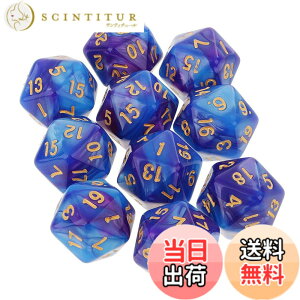 �y���������zYourandoll 10�� ���ʑ̃_�C�X D20�T�C�R�� 20�ʃ_�C�X Dungeons and Dragons �ADND�A TRPG�A MTG �T�C�R���Ȃǃe�[�u���Q�[���p (�u���[ �p�[�v��)