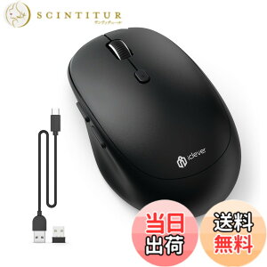 �y���������ziClever ���C�����X�}�E�X �f���A�����[�h �����}�E�X Bluetooth type-C�[�d�� �}�E�X 2.4GHz �É� 7���{�^�� 800/1200/1600/2400 DPI 3��f�o�C�X�����ڑ��\Windows XP/Vista/7/8/10�AMac�AiPad OS�AiOS