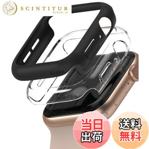 �y���������z�yRingke�zApple Watch 6 / 5 / 4 / SE / SE2 40mm �P�[�X SLIM PC �ω��� �ϏՌ� �����^ �Ռ��z�� �ی�P�[�X �A�b�v���E�H�b�` 6 / 5 / 4 / SE / SE2 40mm �X�}�[�g�E�H�b�` �X�����P�[�X - Clear & Black 