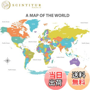 �y���������zDECOWALL DL3-2302 ���� �J���[�t�� ���E�n�} �E�H�[�� �X�e�b�J�[ (152x105 cm) �f�R �c�t�� �ۈ牀 �q������ DIY�p �Ǔ]�� �V�[�� �E�H�[���A�[�g �V�[�� �j�̎q ���̎q ���ǂ� �o�X���[