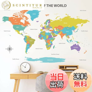 �y���������zDECOWALL DL3-2302 ���� �J���[�t�� ���E�n�} �E�H�[���X�e�b�J�[ (152x105 cm) �f�R �c�t�� �ۈ牀 �q������ DIY�p �Ǔ]�� �V�[�� �E�H�[���A�[�g �V�[�� �j�̎q ���̎q ���ǂ� �o�X���[