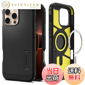 �y���������zSpigen iPhone 16 Pro Max �P�[�X MagSafe�Ή� �}�O�l�b�g���� �X�^���h �}�b�g �ϏՌ� �ČRMIL�K�i �^�t�E�A�[�}�[�iAI�j�E�}�O�t�B�b�g ACS08013 (�u���b�N)
