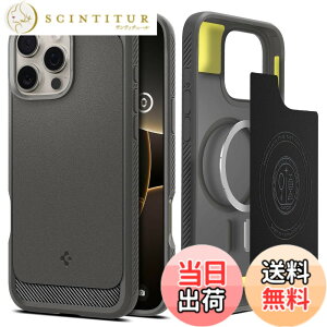 �y���������zSpigen iPhone 16 Pro Max �P�[�X MagSafe�Ή� �}�O�l�b�g���� �}�b�g �ϏՌ� �ČRMIL�K�i ���M�b�h�E�A�[�}�[�E�}�O�t�B�b�g ACS07987 (�O���C)