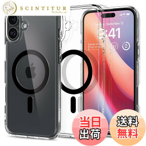 �y���������zSpigen iPhone 16 Plus �P�[�X �N���A MagSafe�Ή� �ϏՌ� �X�g���b�v�z�[�� ���ϖh�~ �o���p�[ �ČRMIL�K�i �E���g���E�n�C�u���b�h�E�}�O�t�B�b�g ACS08076 (�u���b�N)
