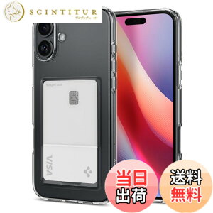 �y���������zSpigen iPhone 16 Plus �P�[�X �N���A �J�[�h���[ TPU �\�t�g �ϏՌ� ���ϖh�~ �蒠�^ �ČRMIL�K�i �N���X�^���E�X���b�g ACS08083 (�N���X�^���E�N���A)