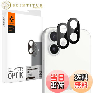 �y���������zSpigen iPhone16 �J�����ی� iPhone16Plus �J�����ی�t�B���� 9H�d�x�����K���X iPhone 16/iPhone 16 Plus�Ή� �u���b�N �J�����v���e�N�^�[ 2����