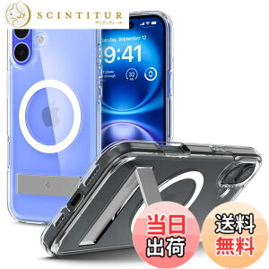 �y���������zSpigen iPhone 16 Plus �P�[�X �N���A MagSafe�Ή� �ϏՌ� �X�^���h�t�� ���ϖh�~ �o���p�[ �ČRMIL�K�i �E���g���E�n�C�u���b�hS�E�}�O�t�B�b�g ACS08082 (�N���X�^���E�N���A)