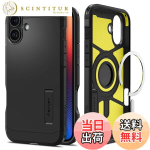 �y���������zSpigen iPhone 16 Plus �P�[�X MagSafe�Ή� �ϏՌ� �}�b�g 2�d�\�� �ČRMIL�K�i �^�t�E�A�[�}�[�iAI�j�E�}�O�t�B�b�g ACS08085 (�u���b�N)