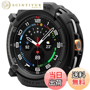 �y���������zSpigen Galaxy Watch 8 Classic 46mm �P�[�X �X�|�[�e�B�[ �f�U�C�� ���� �Ռ��z�� ���h�~ �ϏՌ� �ی�J�o�[ �M�����N�V�[�E�H�b�`�p ���M�b�h�E�A�[�}�[ ACS10012 (�}�b�g�E�u���b�N)