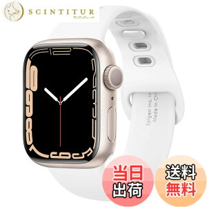 �y���������zSpigen Apple Watch �o���h 42/41/40mm �y Apple Watch 10 / 9 / 8 / 7 / SE2 / SE / 6 / 5 / 4 �Ή� �z ���������\ �ȒP���� ���ɂ₳���� �\�t�g�V���R�� �V���R���E�t�B�b�g 061MP25407 (�z���C�g)
