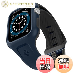 �y���������zSpigen Apple Watch �o���h 44mm �y Apple Watch SE2 / SE / 6 / 5 / 4 �Ή� �z ��̌^ ���������\ �V���R�� �X�|�[�c�o���h ���L�b�h�E�G�A�[�E�v�� (�u���[)