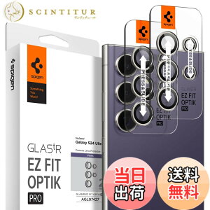 �y���������zSpigen Galaxy S24 Ultra �J�����ی�t�B���� �o�C�I���b�g 2�Z�b�g �\��t���L�b�g�t�� �����ߗ� �d�x9H �ϏՌ� �M�����N�V�[ S24 Ultra �Ή� �����Y�ی�t�B���� EZ Fit Optik Pro