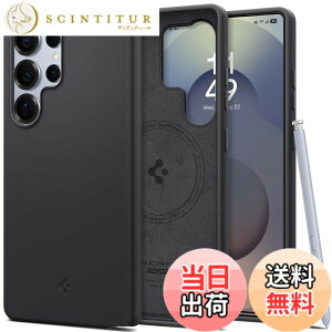 �y���������zSpigen Galaxy S25 Ultra �P�[�X Magfit�Ή� �V���R�� �ϏՌ� �y�� ���^�Ή� TPU �V���R���t�B�b�g�E�}�O�t�B�b�g ACS09017 (�u���b�N)