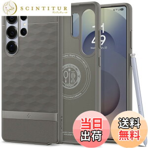 �y���������zSpigen Galaxy S25 Ultra �P�[�X Magfit�Ή� ���̃n�j�J���p�^�[�� �ϏՌ� �O���b�v �p�����b�N�X�E�}�O�t�B�b�g ACS09055 (�A�b�V���E�O���C)