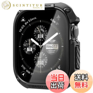 �y���������zSpigen Apple Watch 10 �P�[�X 46mm AppleWatch10 �Ή� �K���X ��̌^ �ČRMIL�K�i�擾 ��ʕی� �ϏՌ� ���� �Ռ� �z�� ���菝 �h�~ �ی�J�o�[ �^�t�E�A�[�}�[ ACS08603 (�u���b�N)