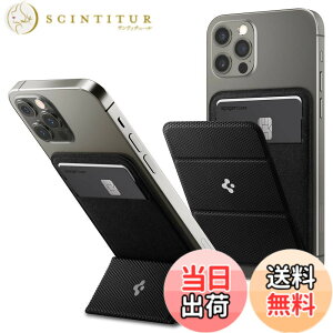 �y���������z[Spigen] MagSafe�Ή� �J�[�h�P�[�X �X�^���h �X���� �}�O�l�b�g���� �w�� �E�H���b�g iPhone 12�p �}�O�l�b�g �J�[�h���� �}�O�l�b�g�t�� �X�}�[�g�t�H�[���h AMP02746 (�u���b�N)