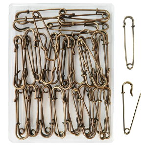 【送料無料】DanYun 安全ピン 45mm 45pcs アンティークブロンズ 特大 ロック安全ピン おしゃれ 安全ピン大 セイフティピン 事務用品 縫製 工芸手作り 編み物ツール 腕章止め 布団カバー止め ロッ