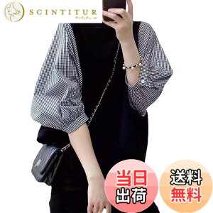 �y���������zMoilyuko �u���E�X ���f�B�[�X �V���c �`�F�b�N�� ������ �g�b�v�X �؂�ւ� ���i�� �J�W���A�� ������� �ʋ� OL ������ �t�ďH Mo33 (JP, �A���t�@�x�b�g, L, �u���b�N+�`�F�b�N��)