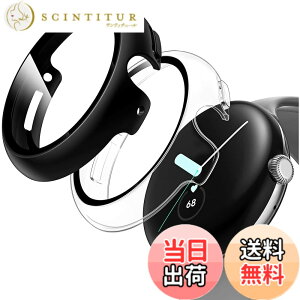 �y���������zGoogle Pixel Watch 2/Pixel Watch 1 �p �P�[�X �ی� �K���X�t�B���� ��̌^ PC+TPE�ގ� ��d�\�� �S�ʕی� �����^ ���ϋv �����ȒP �ϏՌ� �����ߗ� �w��h�~ ���h�~ �J�o�[ (�u���b�N+����)