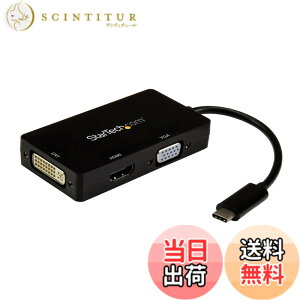 �y���������zStarTech.com 3 in 1 USB Type-C�}���`�A�_�v�^ 4K/30Hz USB-C - HDMI/DVI/VGA �u���b�N CDPVGDVHDBP