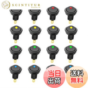 �y���������zCESFONJER 16 pcs �~�j�Ԃ̃{�[�g19mm LED�C���W�P�[�^�̃��b�J�[�X�C�b�`�A�{�^�� �~�j�ۂ� �C�b�`�A�u���[���b�h�O���[���C�G���[ DC 12V 20A 3�s���I�� - �I�t�A SPST�K���ǉ��d�q�@��