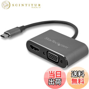 �y���������zStarTech.com USB-C - VGA/HDMI�ϊ��f�B�X�v���C�A�_�v�^ 2-in-1 USB Type-C�}���`�A�_�v�^�[ 4K/30Hz �A���~�P�[�X �X�y�[�X�O���[ CDP2HDVGA