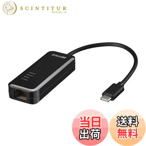 �y���������z�o�b�t�@���[ BUFFALO �L��LAN�A�_�v�^�[ LUA4-U3-CGTE-BK �u���b�N Giga Type-C USB3.1(Gen1)�Ή�