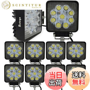 �y���������zSafego ���[�N���C�g 27W LED��Ɠ� ���[�N���C�g �ėp 10V-30V�Ή� �L�p�^�C�v ������ �t���b�h���C�g 4�C���` �p�^ 9�ALED �ԊO�� �_�Ƌ@�B �� 27WS-FL-10��