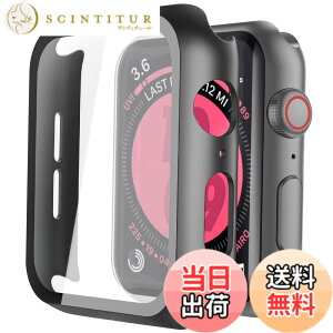 �y���������zULOE �Ή� Apple Watch Series 6 / SE3 (2025) / SE / SE2 / Series 5 / Series 4 44mm�p �P�[�X, �Ή��A�b�v���E�H�b�` 6/SE3/SE/SE2/5/4 44mm �ی�J�o�[ �K���X�t�B���� ��̌^ PC�f�ޑS�ʕی�i�u���b�N�j
