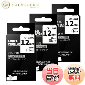 �y���������z�݊� �l�[�������h �� 12mm CR-12WE �e�[�v�J�[�g���b�W �� �݊��� CASIO �l�[�������h ���x�����C�^�[ �e�[�v XR-12WE 3�Z�b�g