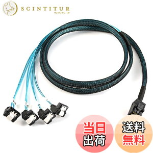 �y���������zCablecc����Mini SAS SFF-8643�z�X�g����A���O��4 SATA�^�[�Q�b�g�n�[�h�f�B�X�N6Gbps�f�[�^�T�[�o�[RAID�P�[�u��1m