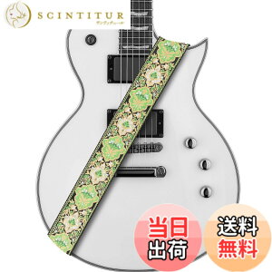 �y���������zAMUMU Guitar Strap Vintage Flower Jacquard for Acoustic, Electric and Bass Guitars -W/FREE Button and Blocks