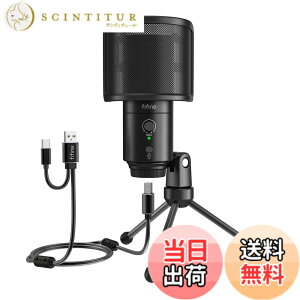 �y���������zFIFINE USB�R���f���T�[�}�C�N �p�\�R���}�C�N �v���X�e�}�C�N �P��w���� �C���z���o�͒[�q�t�� USB-A/C�̕���P�[�u���t�� �|�b�v�K�[�h�t�� �����^�b�`�~���[�g YouTube Skype Discord