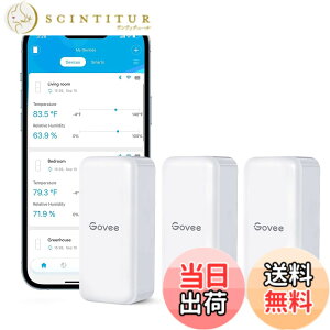 �y���������zGovee Bluetooth �����x�v ���x�v ���x�v �f�W�^�� ���C�����X �����x �����΍� �A���[�� �ُ�ʒm �C���e���A �R���p�N�g �Z���T�[3�� �� �C���t���G���U�΍� �����x�Ǘ� ���� �n��