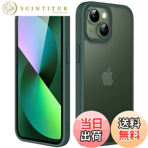 �y���������zJETech �}�b�g�P�[�X iPhone 13 Mini 5.4�C���` �ϏՌ����~���^���[�O���[�h�̗����h�~ ������̔������̔w�ʓd�b�J�o�[ �w��h�~ (�Z���ΐF)