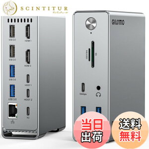 �y���������zGIISSMO Macbook Pro/Air��p 14-IN-2 �h�b�L���O�X�e�[�V���� Type c Dock 3��ʃ��[�h �g���v���f�B�X�v���C�Ή� MST�@�\ 4K��60Hz HDMI�|�[�g 100W�o�� 10Gbps USB-A�|�[�g USB-C�|�[�g USB3.2 Gen2�Ή� 