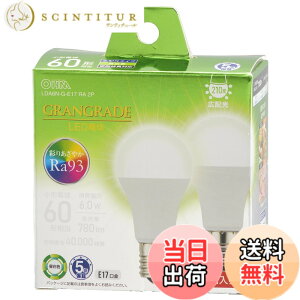 �y���������z�I�[���d�@ LED�d�����` E17 60�`����/60W���� �����F Ra93�����F �����Ή� �f�M�ގ{�H���Ή� �~�j�N���v�g���` 5�N 2�� LDA6N-G-E17 RA 2P 06-5567 OHM