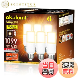 �y���������z�yE26�zOKALUMI LED�d�� T�`�^�C�v �������a26mm 60w/100w�`���� �d���F 1099���[���� (6.7W) ��ʓd���ET�`�^�C�v �����Ή� 6�Z�b�g�y�K�i���������s�z