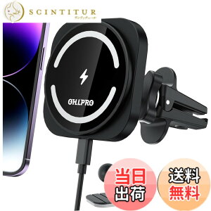 �y���������zOHLPRO Mag-safe �ԍ� ���C�����X�[�d�� �X�}�z�z���_�[ �}�O�l�b�g 15w �G�A�R�������o����/�_�b�V���{�[�h iphone15/14/13/12�V���[�Y�ɓK�p �ԍڃX�}�z�X�^���h�i�u���b�N�j