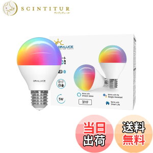 �y���������zORALUCE �X�}�[�g LED�d�� E17���� 40W���� �������F �X�}�[�g���C�g �}���`�J���[ 1600���FRGB �����F-�d���F Alexa/Google Home�Ή� �n�u�s�v ���u���� �戵�������t 2�� LDA5F-E17/2P